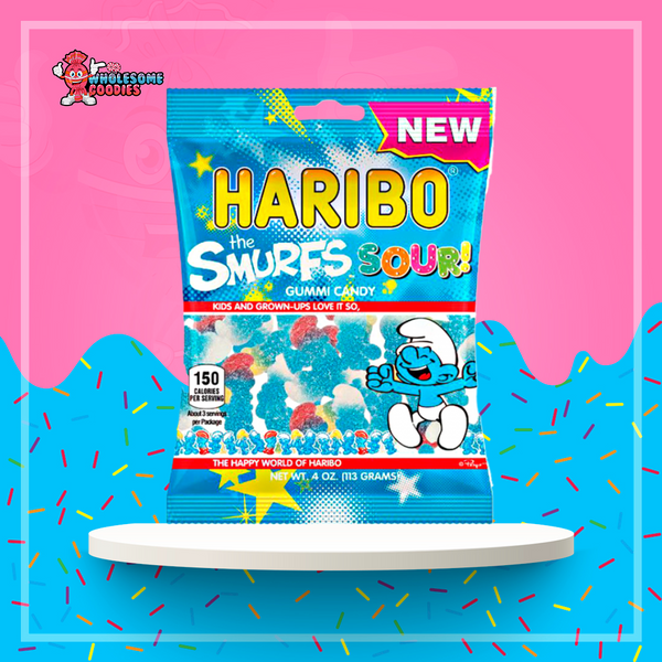 Haribo Sour Smurfs Peg Bag - 4oz (113g)